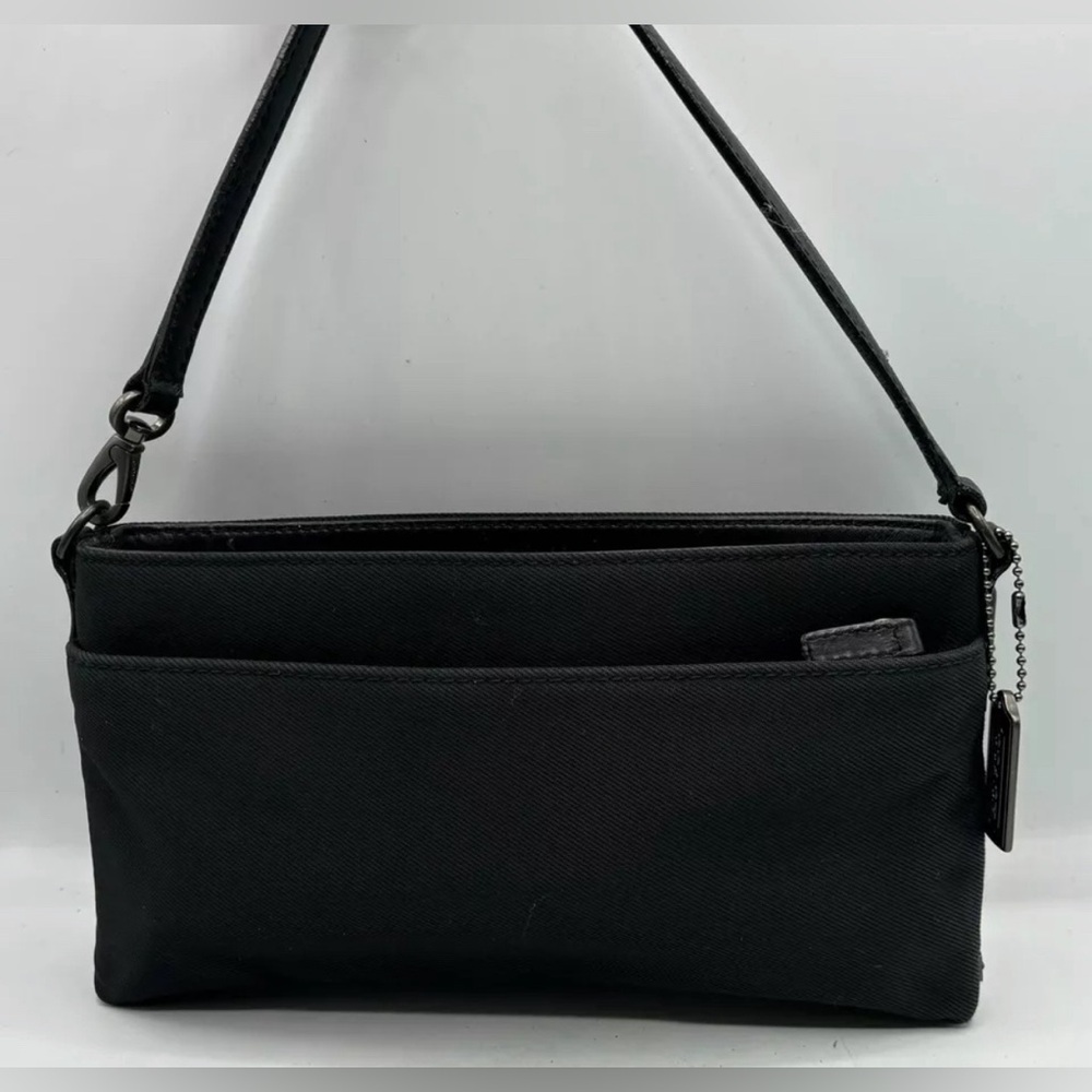COACH Shoulder Bag Canvas Black 7407 EUC